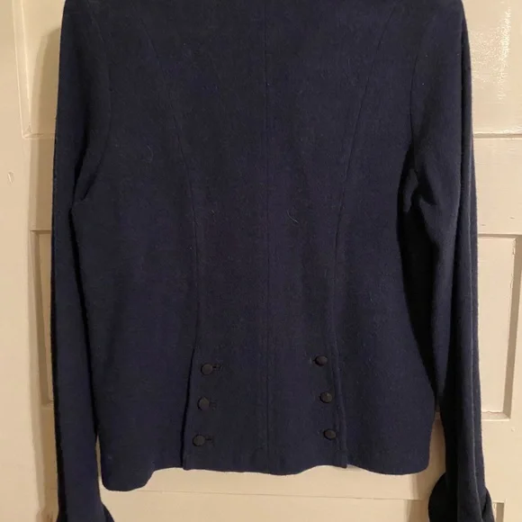 Anthropologie Lambs Wool Dark Blue Blazer Jacket Large NEW - Picture 7 of 9